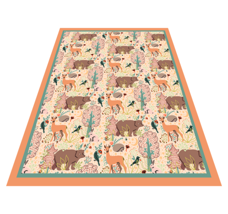 Woodland creatures design animal vinyl rug - TenStickers