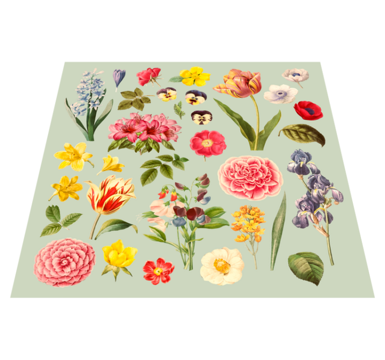 Floral vinyl rug floral botanical collection - TenStickers