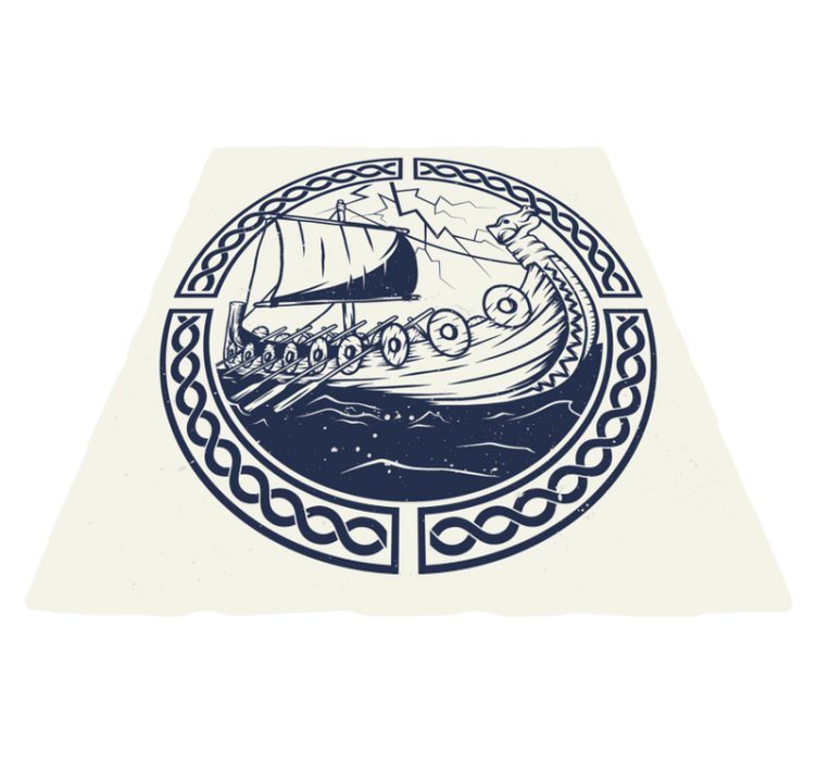 Viking Ship Motif modern vinyl rug - TenStickers