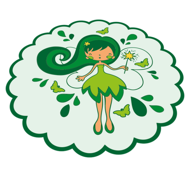 Green fairy character kids vinyl rug - TenStickers