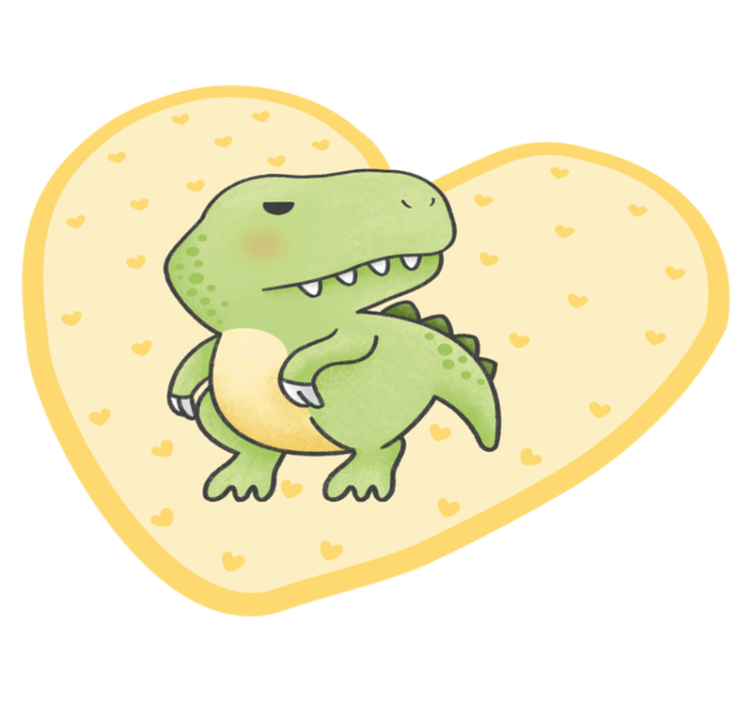 Dinosaur t-rex with yellow hearts kid vinyl rug - TenStickers
