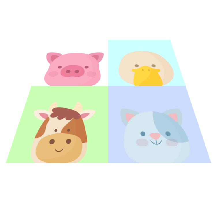 Cute Animal Faces kids vinyl rug - TenStickers