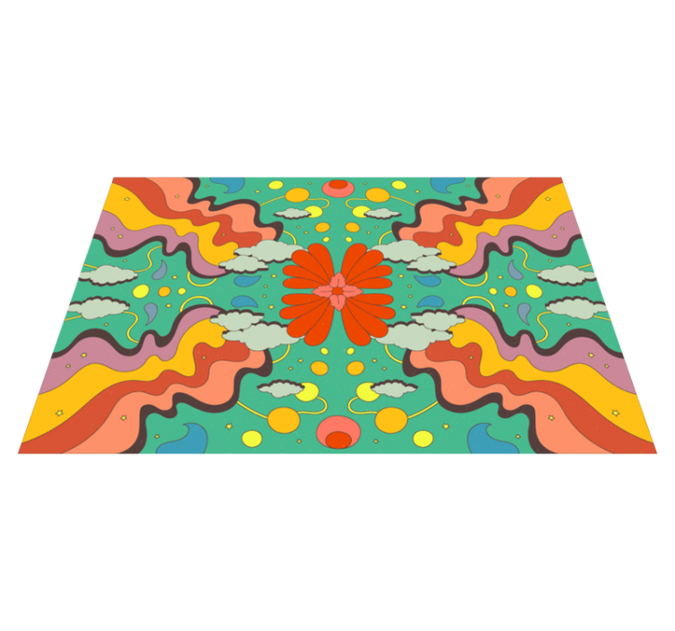 Vibrant Ffloral waves nature vinyl rug - TenStickers