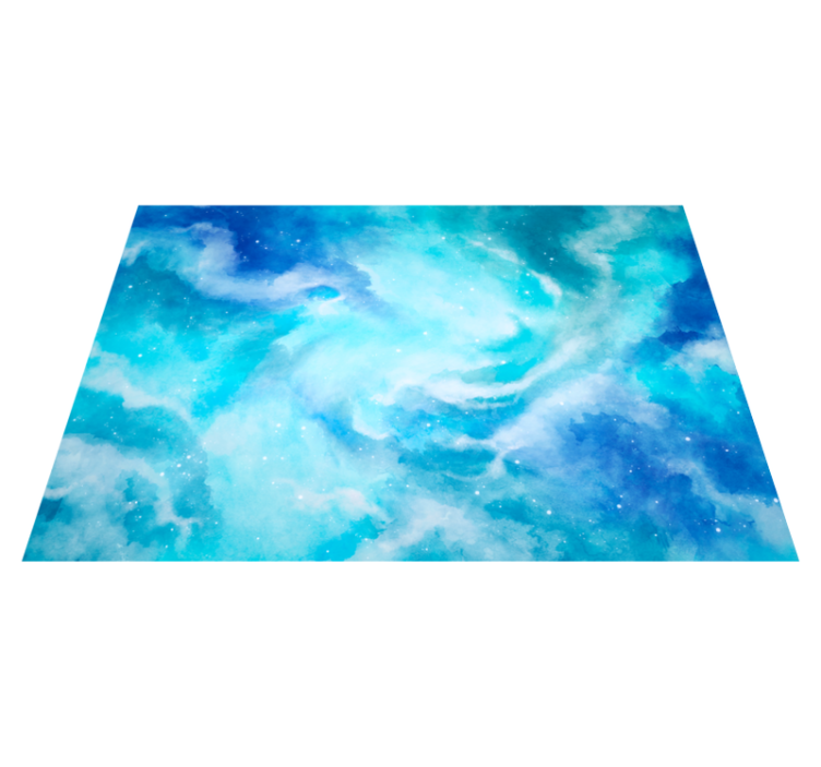 Blue aquarelle modern vinyl rug - TenStickers