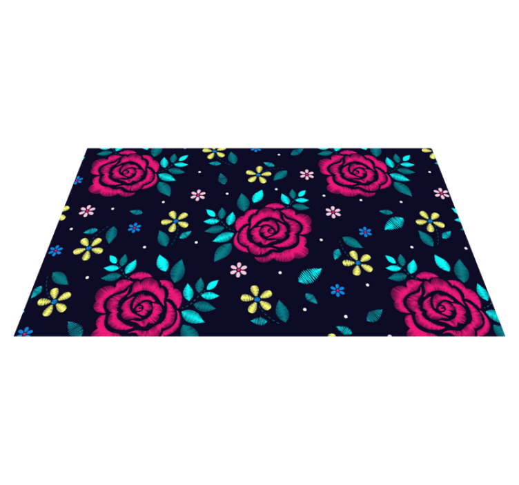 Vibrant floral motif floral vinyl rug - TenStickers