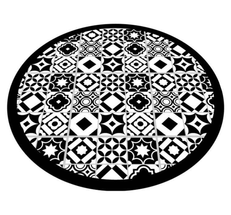 Mosaic vinyl rug in black and white design - TenStickers