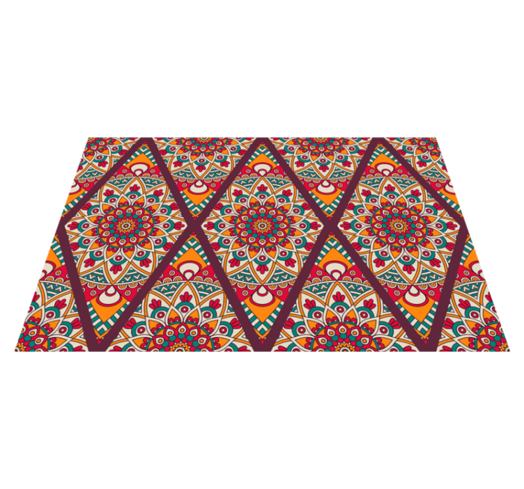 Colorful tile motif mandala vinyl rug - TenStickers