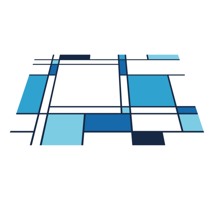 Nordic style blue squares nordic vinyl rug - TenStickers