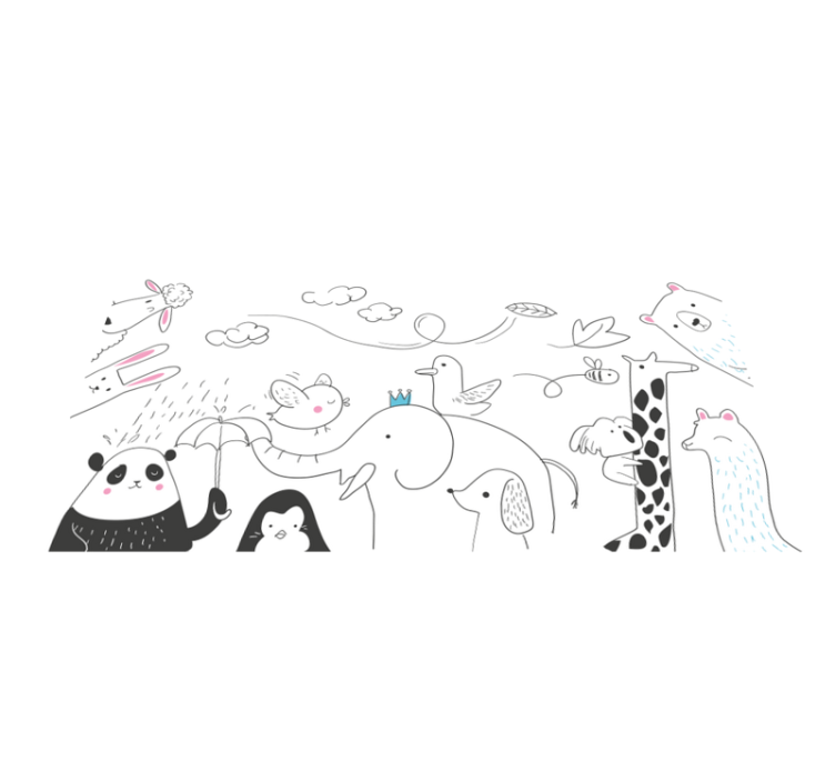 Minimalistic animal friends nursery vinyl rug - TenStickers