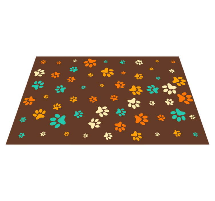 Vibrant Paw Motifs animal print vinyl rug - TenStickers
