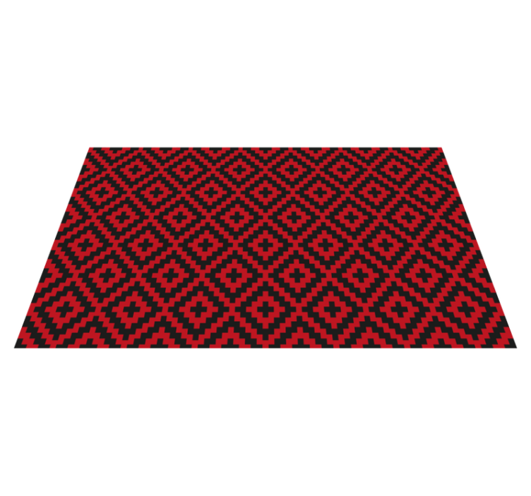 Red patterned geometry dining room vinyl rug - TenStickers