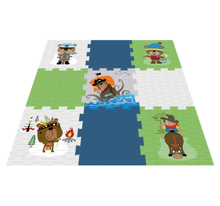 Cute bear adventure kids vinyl rug - TenStickers