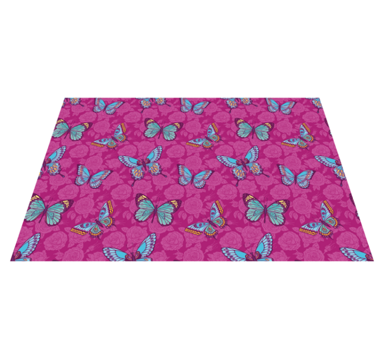 Floral vinyl rug butterfly floral design - TenStickers