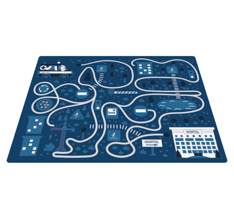 Nordic blue road baby play mat - TenStickers