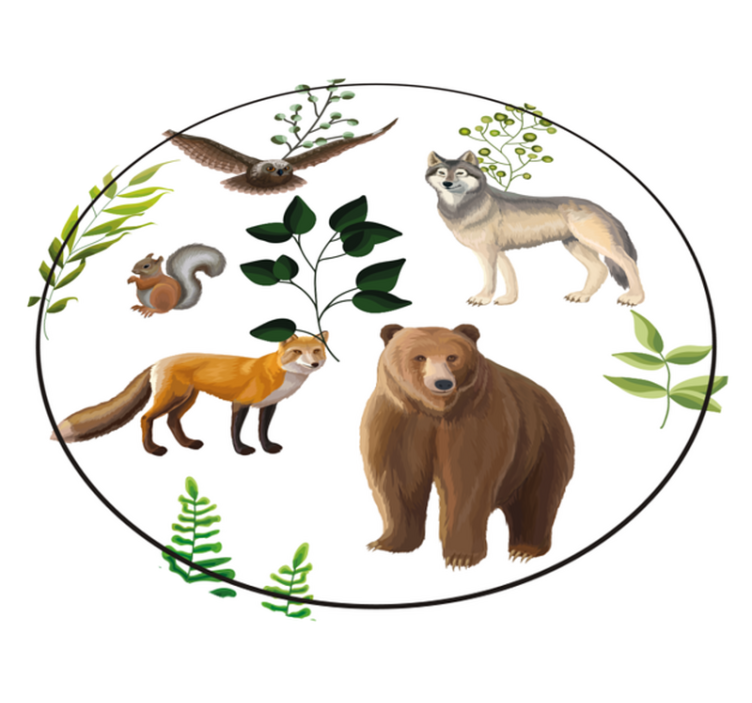 Friendly forest creatures kids vinyl rug - TenStickers