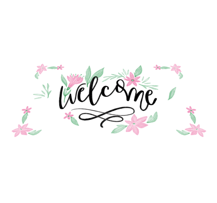 Welcome home flowers entrance hall vinyl rug - TenStickers