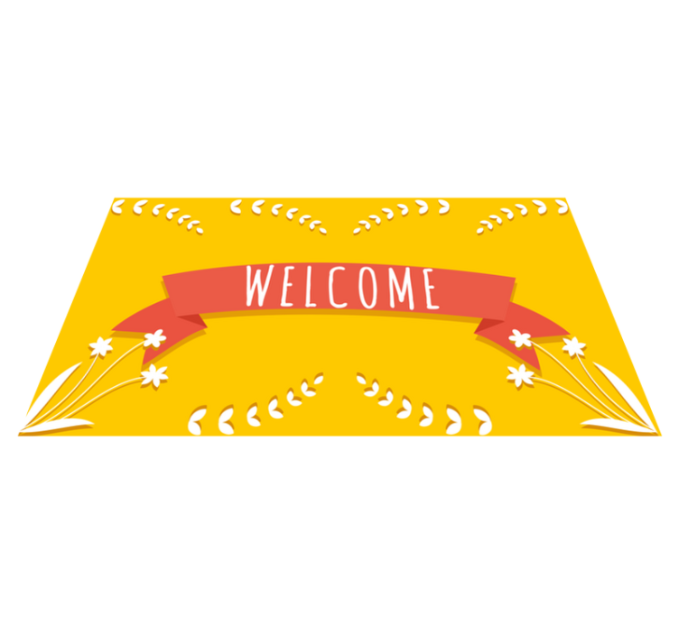 Yellow welcome greeting entrance hall vinyl rug - TenStickers