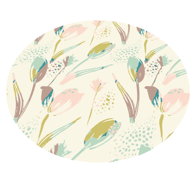 Floral vinyl rug floral patterns circle - TenStickers