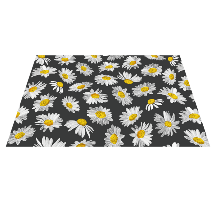 Daisy flower black floral vinyl rug - TenStickers