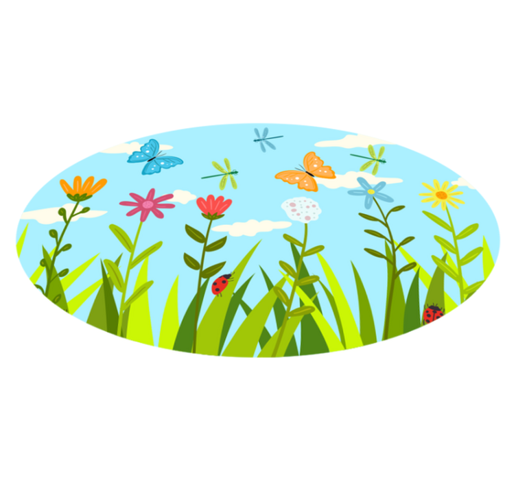 Floral vinyl rug in blooming garden design - TenStickers