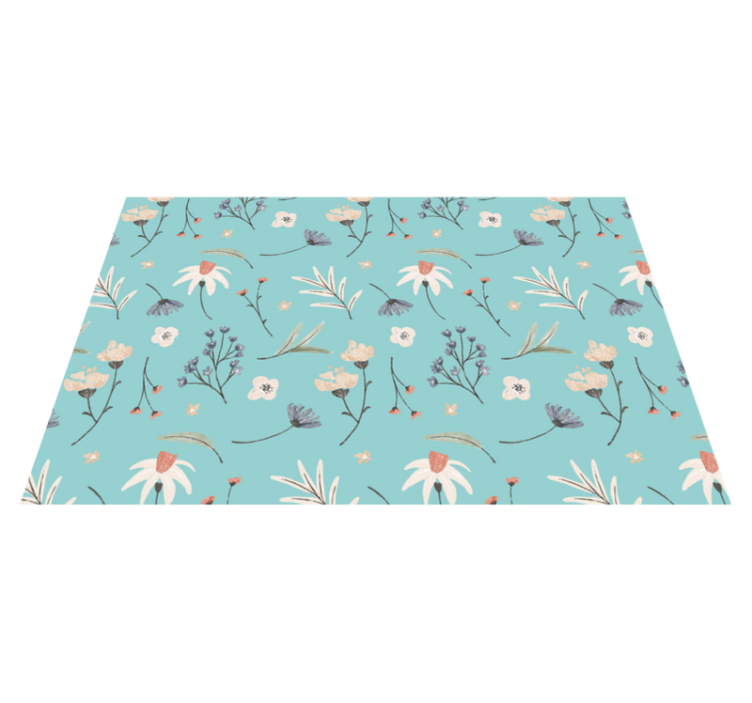 Floral vinyl rug with blooming floral patterns - TenStickers