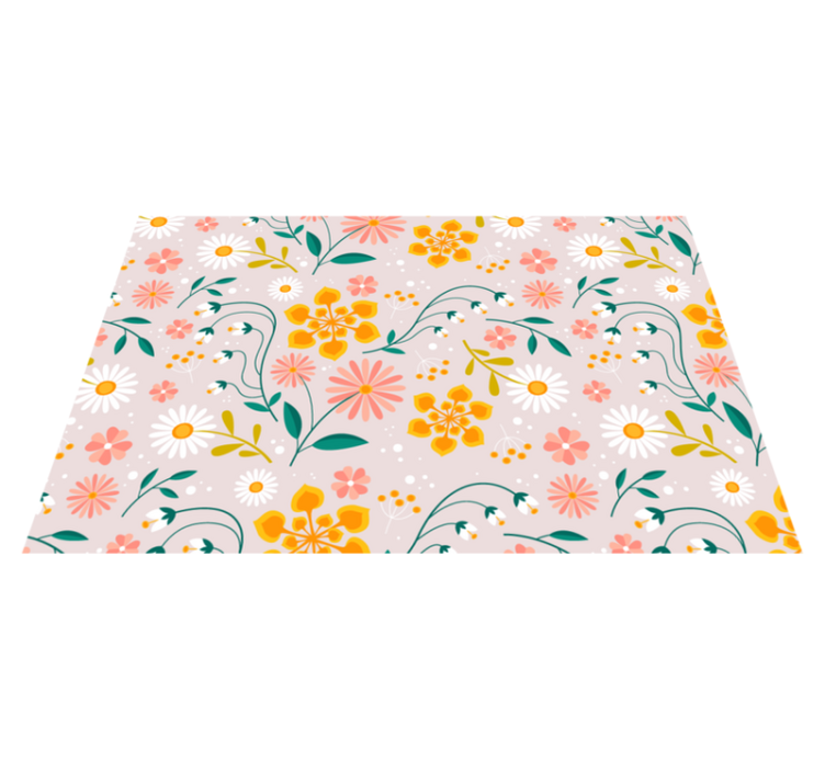 Different flowers on beige floral rug - TenStickers
