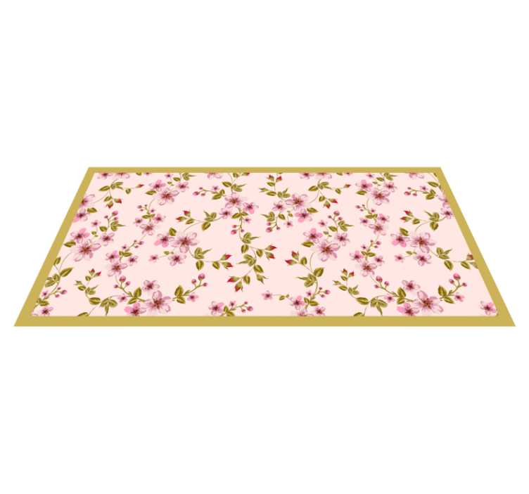 Floral blossom motif floral vinyl rug - TenStickers