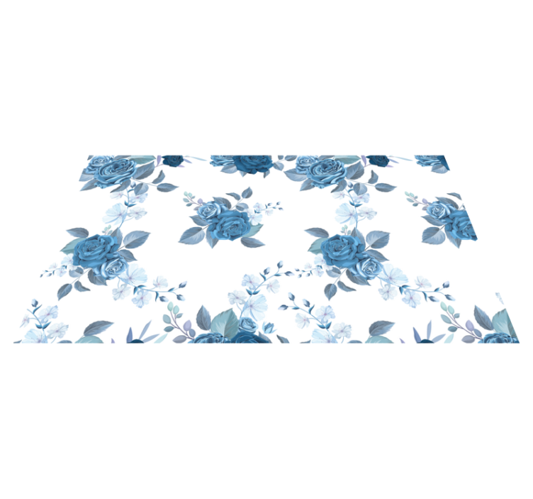Blue delicate flower pattern floral rug - TenStickers