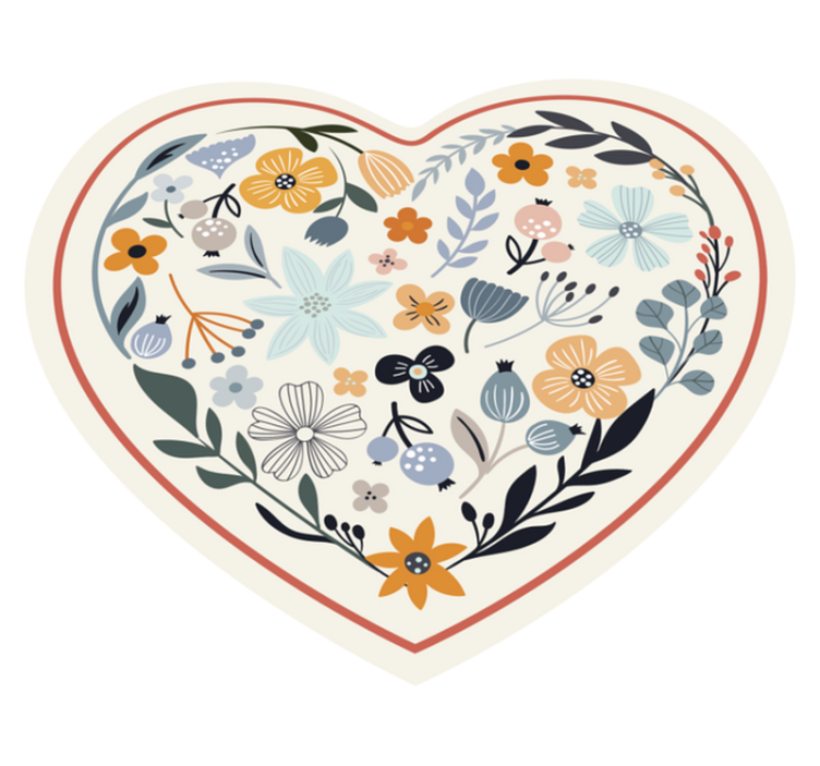 Heart Blossom Composition floral vinyl rug - TenStickers