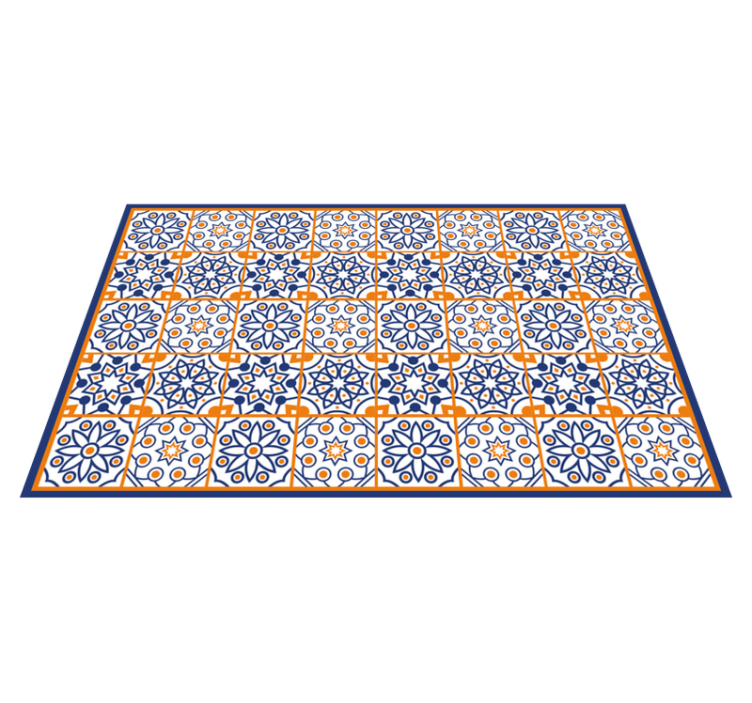 Vibrant blue pattern tile vinyl rug - TenStickers
