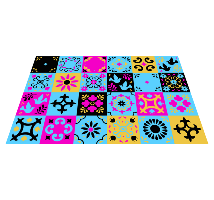 Mosaic vinyl rug colorful pattern mosaic - TenStickers