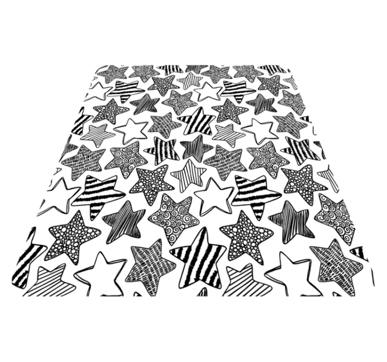 Black star design square vinyl rug - TenStickers