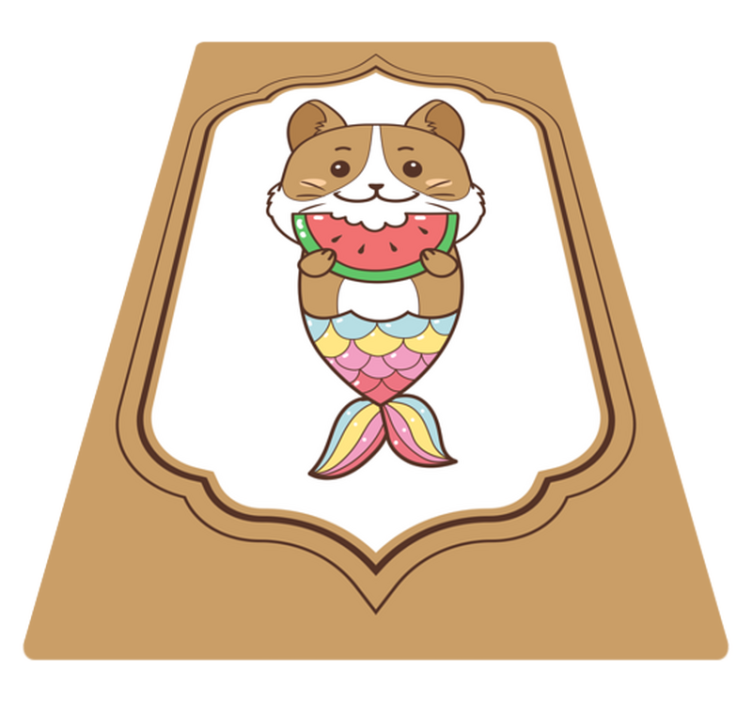 mermaid cat eating watermelon floor tiles - TenStickers