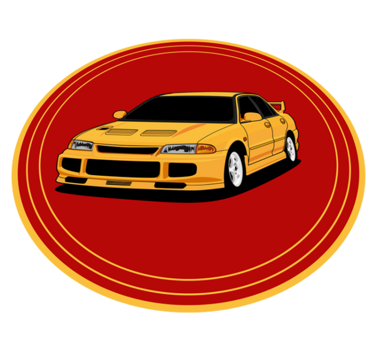 YELLOW SPORTS CAR teen vinyl rug - TenStickers
