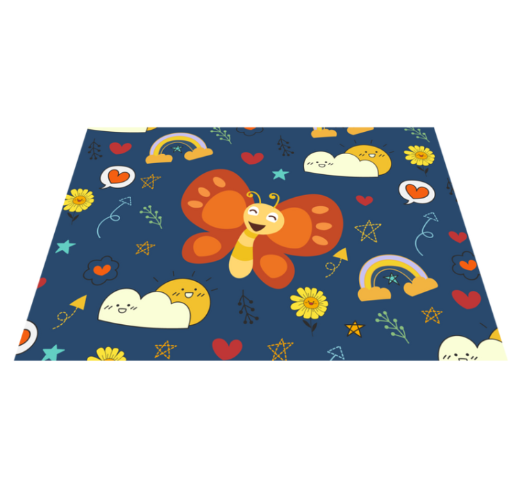 Yellow smiling kid butterfly animal rug - TenStickers