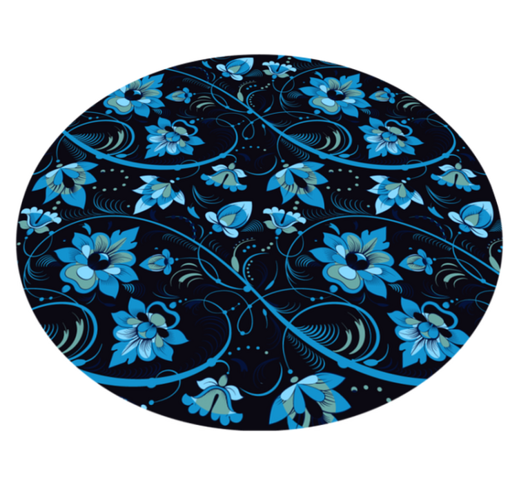Flowery Blue Pattern floral vinyl rug - TenStickers