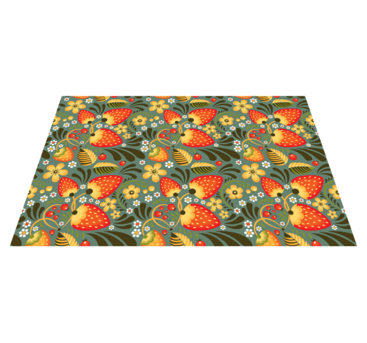 Russian strawberries and green plants rug - TenStickers