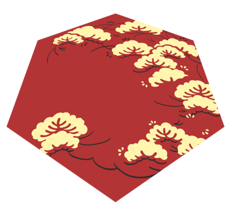 Japanese floral icons living room rug - TenStickers