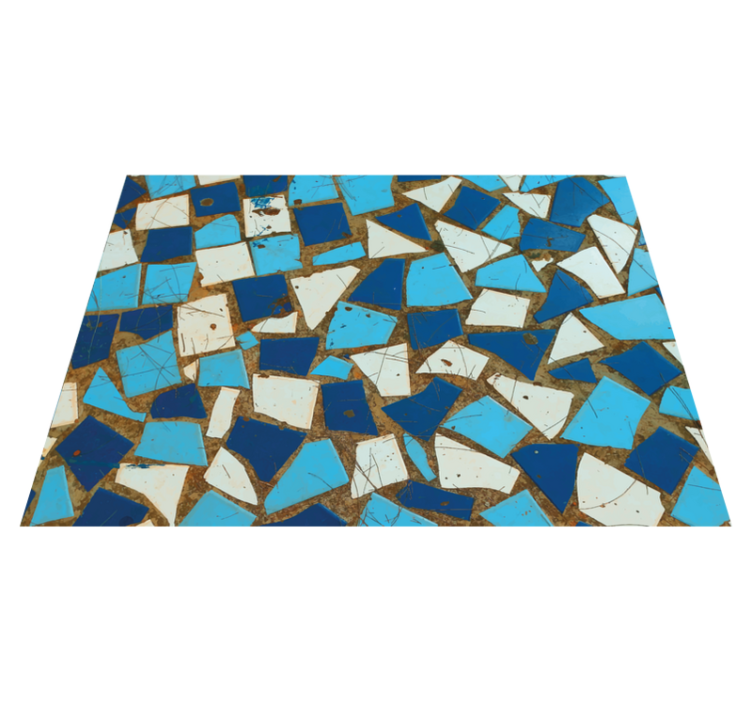Geometric blue mosaic pattern bedroom rug - TenStickers