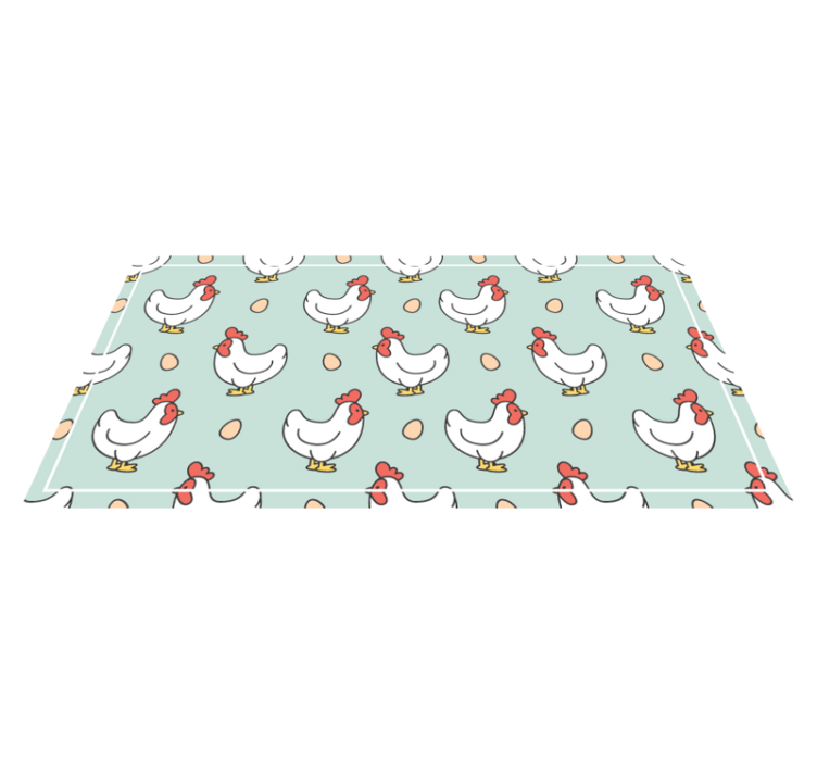 Chickens and Ova kitchen vinyl rug - TenStickers