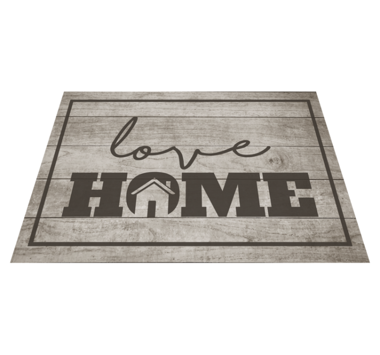Love home on gray wooden plank custom rug - TenStickers