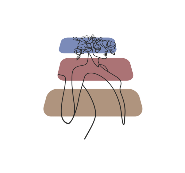 Graceful Botanical Outline minimal vinyl rug - TenStickers