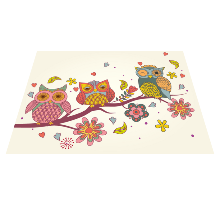 Charming Owl Trio animal vinyl rug - TenStickers