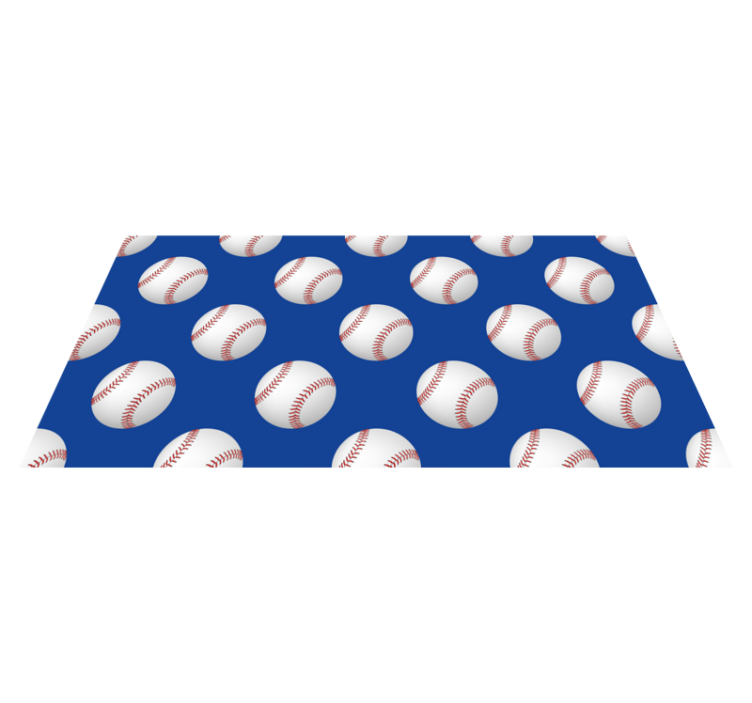 Baseballs on a blue background rectangular rug - TenStickers