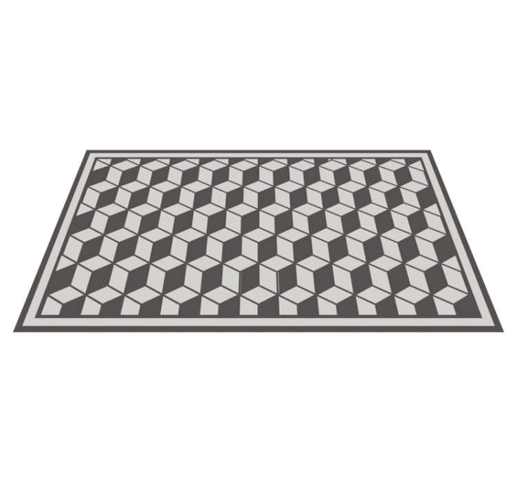 Grey 3D cubes with border geometric rug - TenStickers