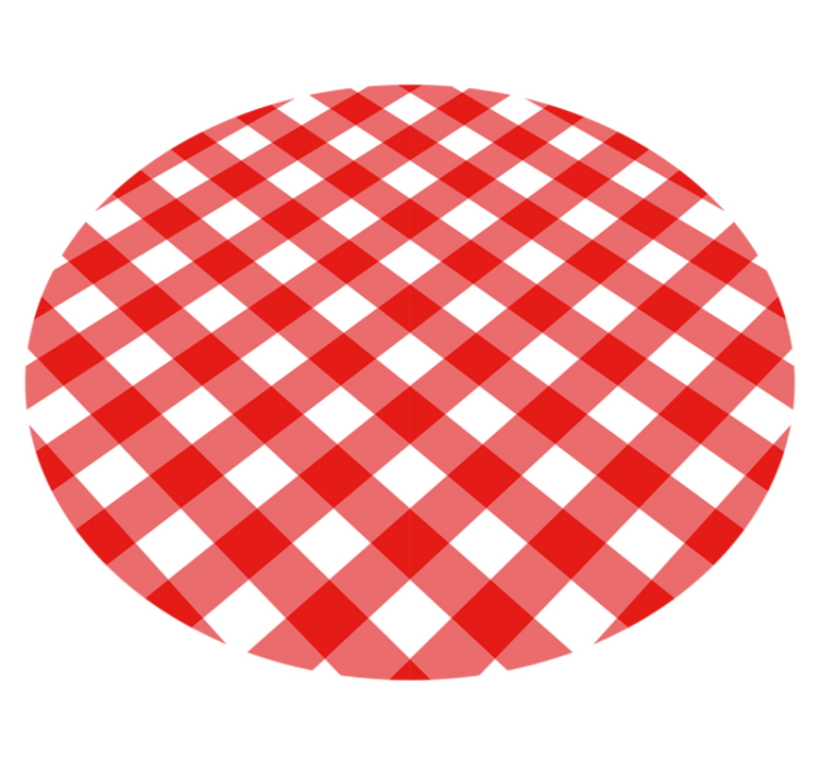 Red Check Pattern circular vinyl rug - TenStickers