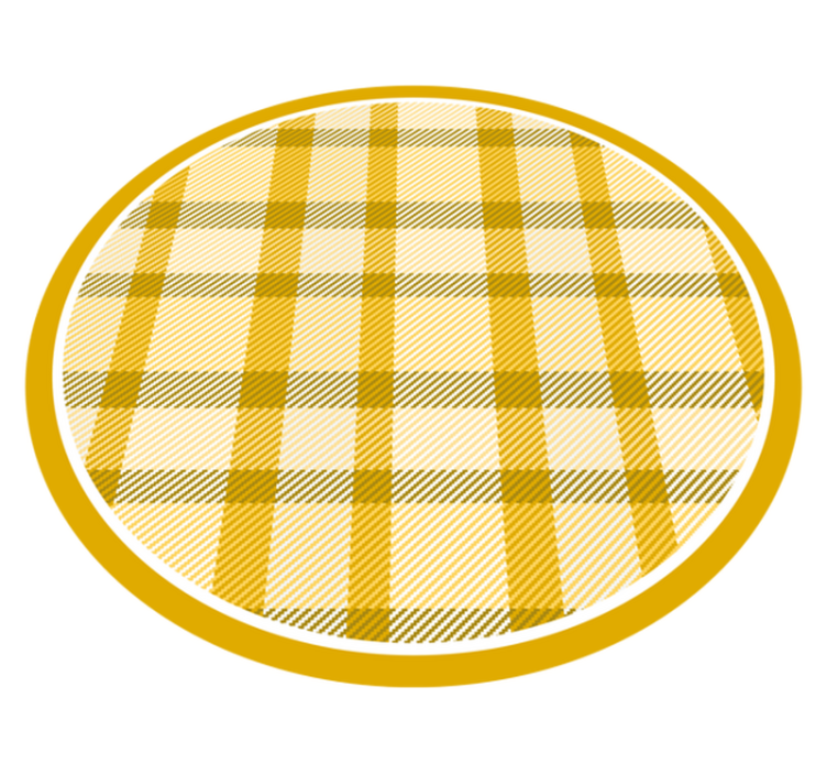 Yellow Plaid Print circular vinyl rug - TenStickers
