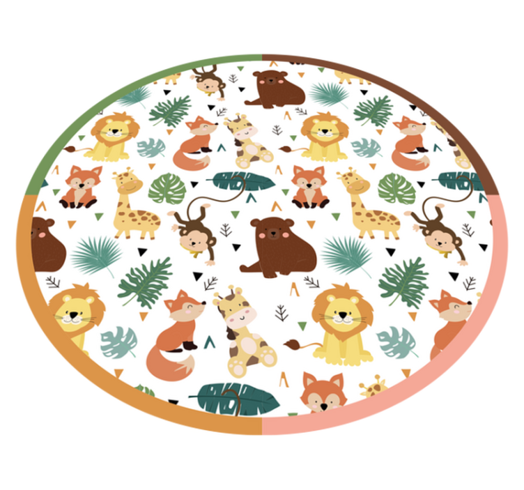 Cute wild animals with leaves animal rug - TenStickers