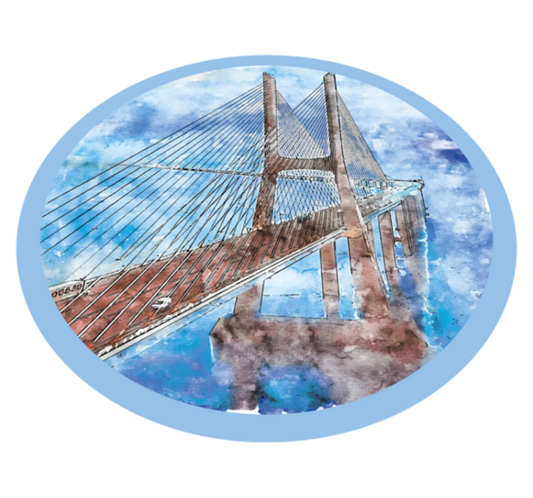 Bridge lisbon portugal watercolor circular rug - TenStickers