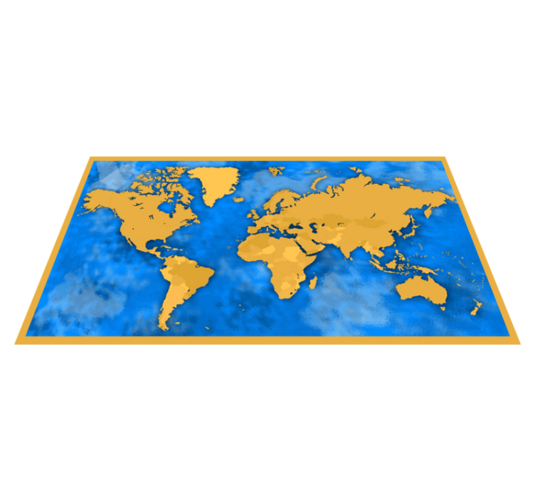 Bright color with brown continents map rug - TenStickers